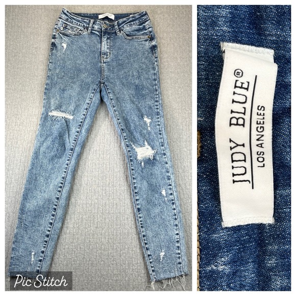Judy Blue Denim - Judy blue Skinny Fit Jeans Women (3/26X26) High-Rise whiskered‎ distressed blue